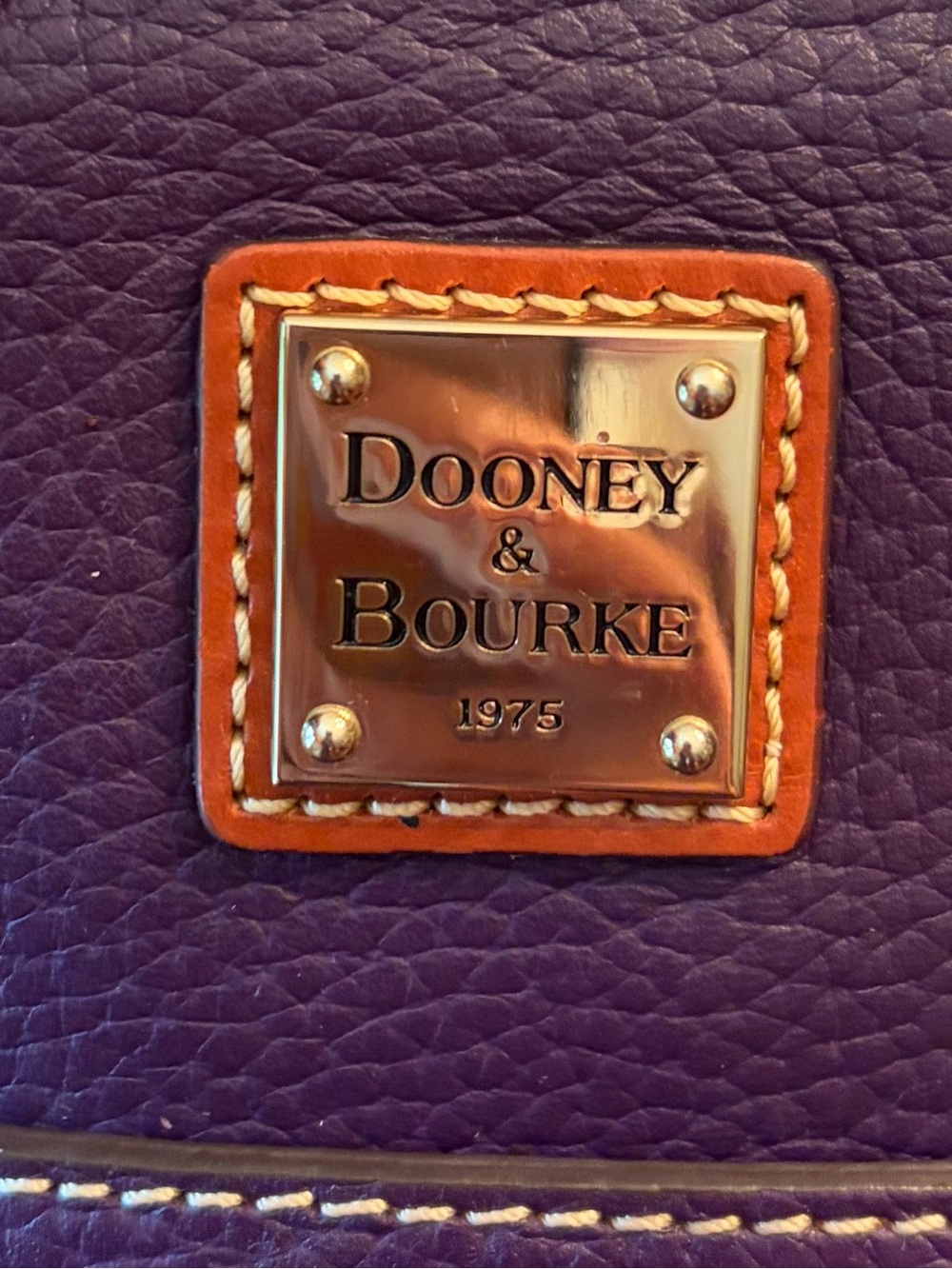 Perfectly Purple Dooney & Bourke “Lexington” Leather Tote Pebble Leather - Picture 2 of 10